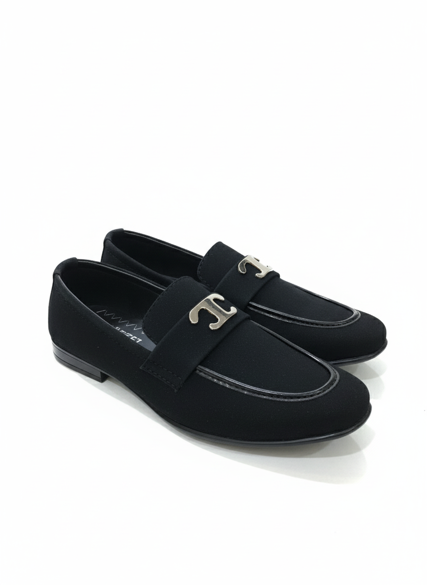 The Sleek Black Suede-Finish Bit Loafer