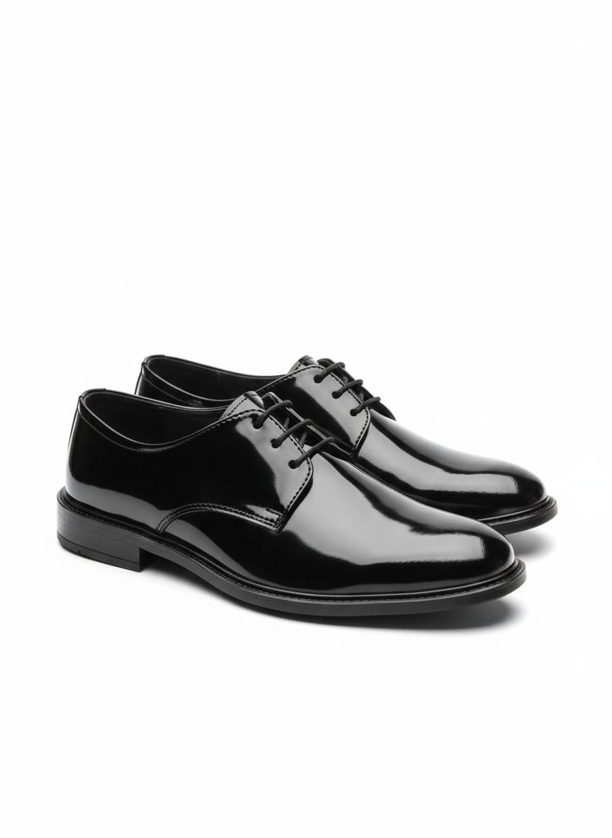 The Classic Black Patent Derby Dress Shoe