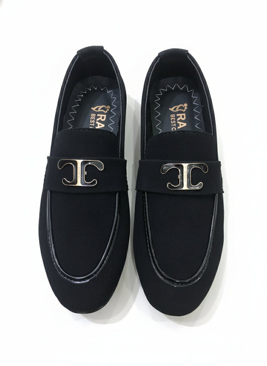 The Sleek Black Suede-Finish Bit Loafer