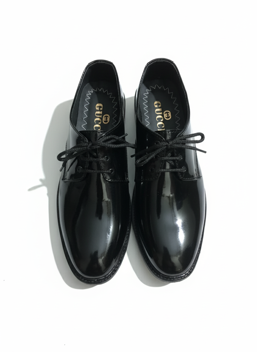 The Classic Black Patent Derby Dress Shoe