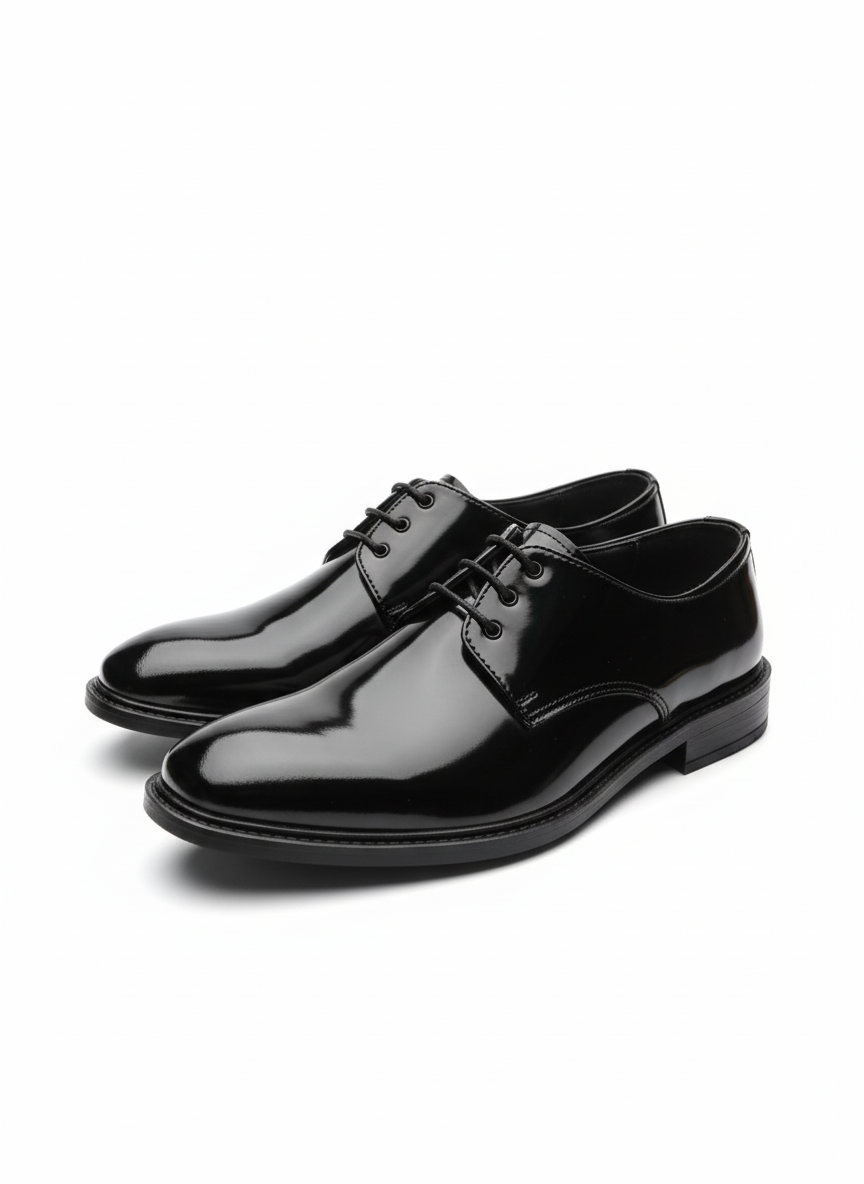 The Classic Black Patent Derby Dress Shoe
