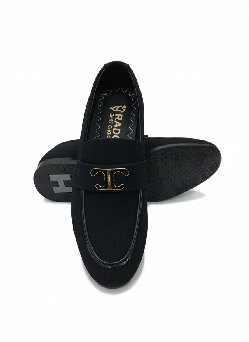 The Sleek Black Suede-Finish Bit Loafer