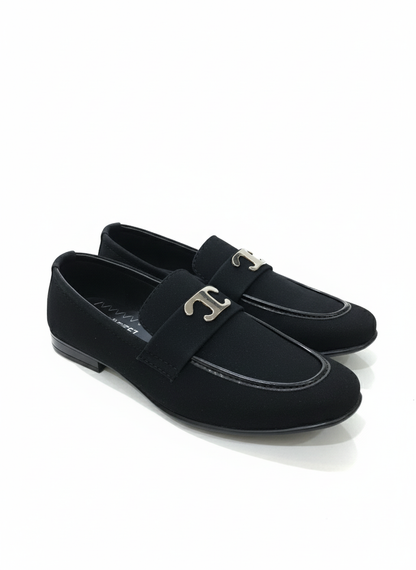 The Sleek Black Suede-Finish Bit Loafer