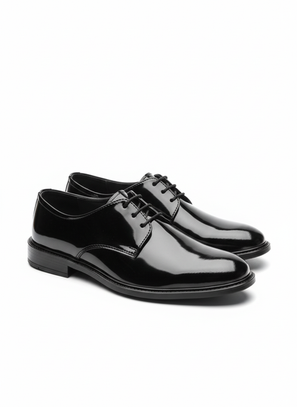 The Classic Black Patent Derby Dress Shoe