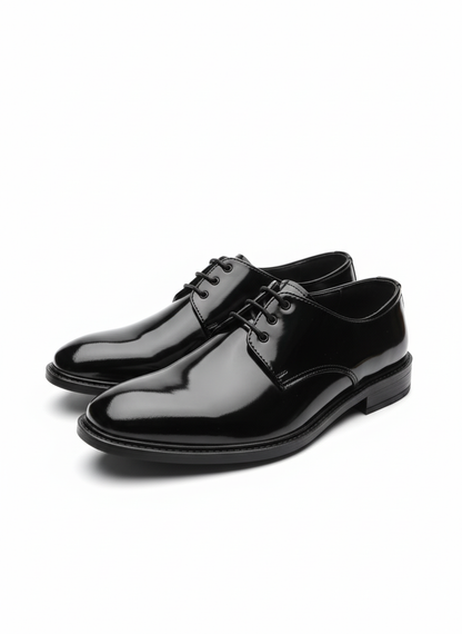 The Classic Black Patent Derby Dress Shoe